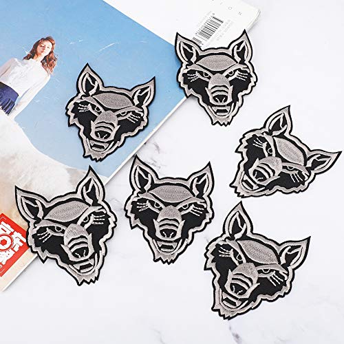 Rankomu Wolf Patch Cute Wolf Cub Patch, 6pcs Iron on Applique, Gray Wolf Head Fabric Sticker for T-Shirts, Bags, Clothing Accessories, DIY Craft Projects von Rankomu