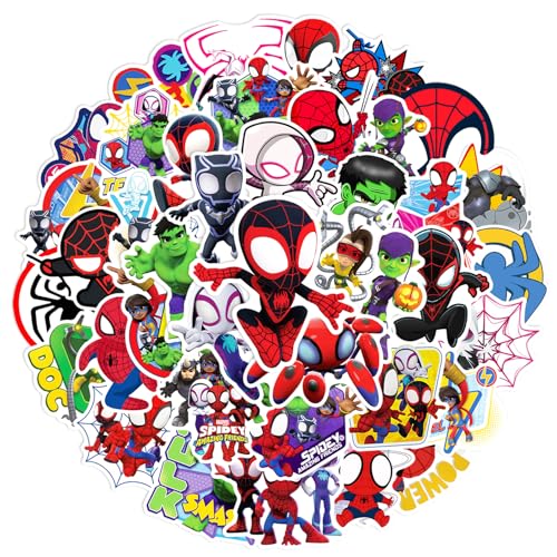 50 Pcs Sticker Set, Spidey and His Friends Aufkleber Kinder, Wasserfest Stickers für Mädchen Jungen Koffer Skateboard Laptop Kühlschrank Fahrräder DIY Scrapbooking Spielzeug Deko Kindergeburtstag von Ranlufly