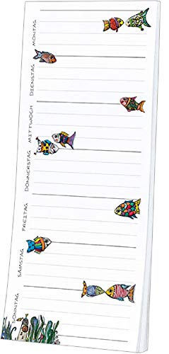 Kühlschrankblöckchen Wochenplaner, bunte Fische, Kühlschrankblock Magnetblock Notizblock Magnet Fisch von Rannenberg & Friends