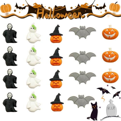 Ranvi Halloween-Radiergummis für Kinder, 30 Stück, 5 Arten von Halloween-Partygeschenken für Kinder, Halloween-Leckerli-Beutelfüllungen, Preisbox-Spielzeug für Kinderklassenzimmer von Ranvi