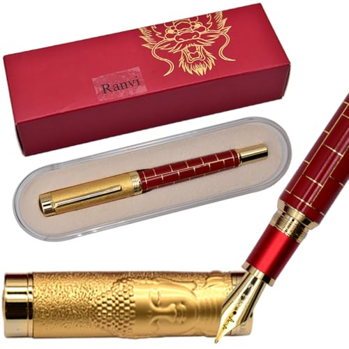 Ranvi Jinhao WUDAO Füllfederhalter, Mittlere Feder, Goldener Buddha-Statue-Kappendesign, inklusive Geschenkbox von Ranvi