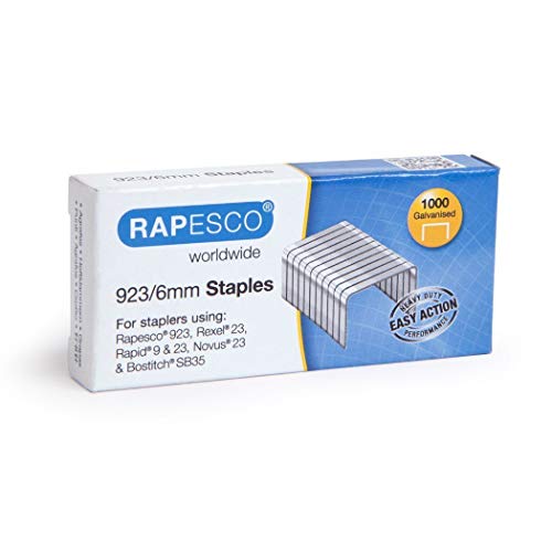 Rapesco Heftklammern 923/6 mm, harter Draht, verzinkt, Code: 1235, 4000 Stück von Rapesco