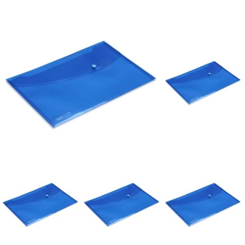 Rapesco 0687 Dokumentenmappe mit Druckknopf, A4+ / Foolscap, Transparent Blau, 5 Stück (Packung mit 5) von Rapesco