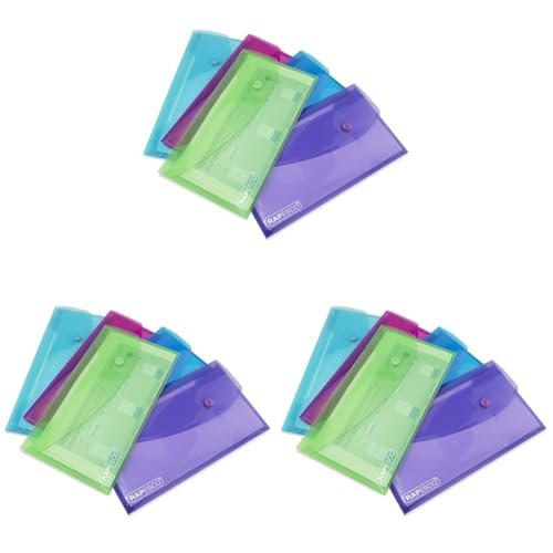 Rapesco 0690 Dokumentenmappe mit Druckknopf, DL, Sortierte Transparente Farben, 5 Stück (Packung mit 3) von Rapesco