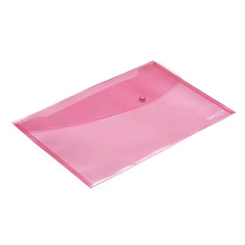 Rapesco 0692 pastellfarbene transparente Dokumentenmappe mit Druckknopf, Foolscap-Format, Pink, 5 Stück von Rapesco