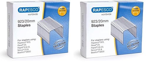 Rapesco 1241 923/20mm, Typ 23 verzinkte Heftklammern, 1000 Stück (Packung mit 2) von Rapesco