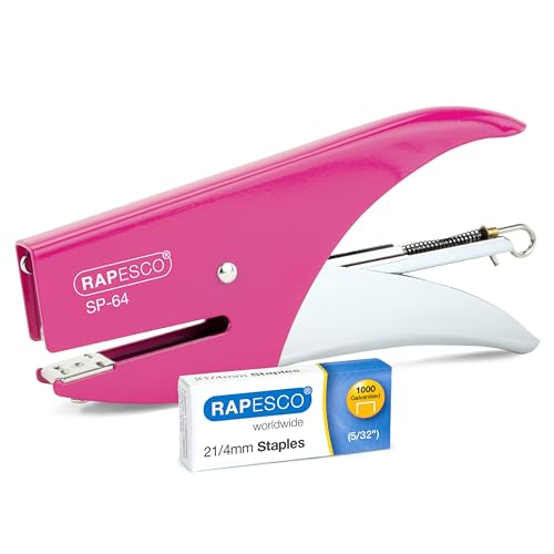 Rapesco 1382 SP-64 Heftzange und 1000 Heftklammern des Typs 21/4mm, 12 Blatt Kapazität, Fuchsia von Rapesco