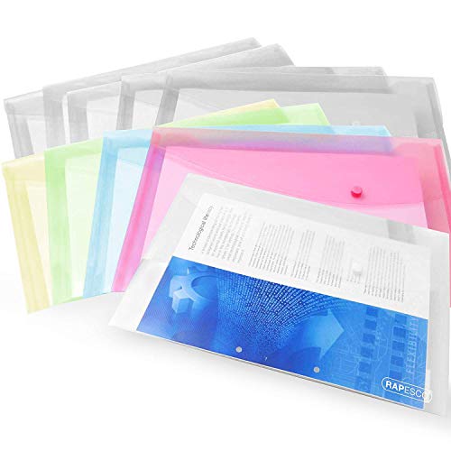 Rapesco Dokumententasche mit Druckknopf, A4 Pastell und transparent Farben – Pack von 10–0695/0696 von Rapesco