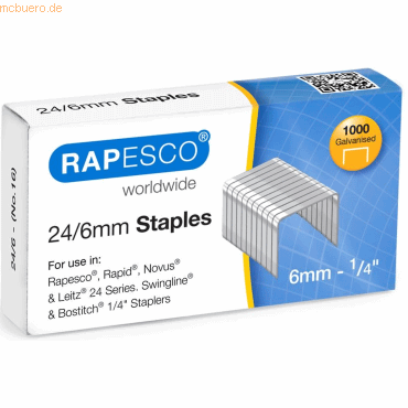 Rapesco Heftklammern 24/6mm VE=1000 Stück von Rapesco