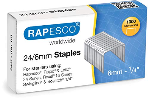 Rapesco S24607Z3 24/6mm (No.16) Verzinkte Heftklammern, 1000 Stück von Rapesco