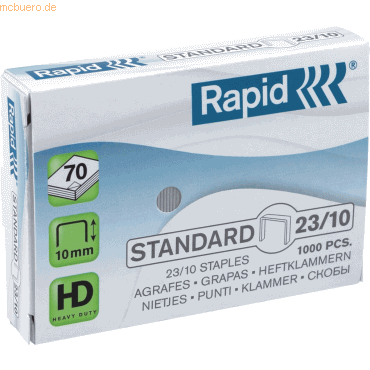 10 x Rapid Heftklammern 23/10 verzinkt VE=1000 Stück von Rapid