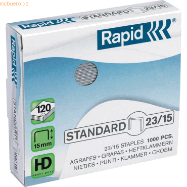 10 x Rapid Heftklammern 23/15 Standard VE=1000 Stück von Rapid