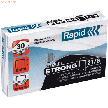 5 x Rapid Heftklammern 21/6mm Super Strong verzinkt VE=1000 Stück von Rapid