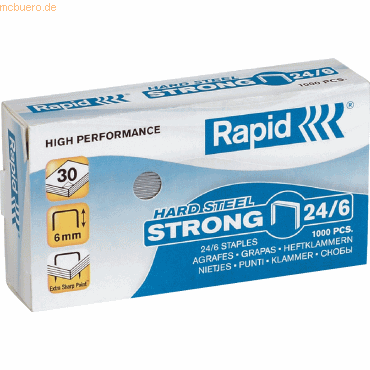 5 x Rapid Heftklammern 24/6mm Strong rostfrei VE=1000 Stück von Rapid