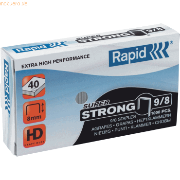 5 x Rapid Heftklammern 9/17 Super Strong verzinkt VE=1000 Stück von Rapid