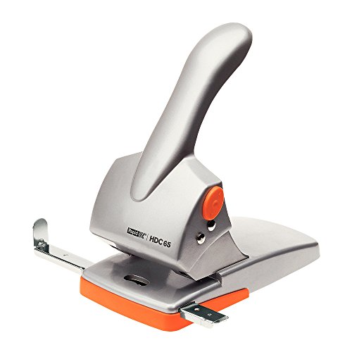 Rapid 20922603 Registraturlocher HDC65, Gussmetall, 65 Blatt, silber/orange von Rapid