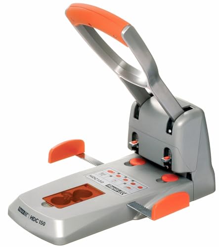 Rapid 23000600 Superlocher HDC150, Grauguss, 150 Blatt, silber/orange von Rapid