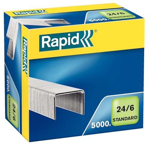 Rapid Heftklammer, 24/6 mm, Standard, verzinkt, 10 x 5000 Stück, 24859800 von Rapid