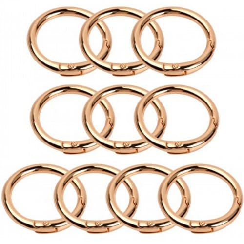 10er Pack 33mm Goldene Karabiner Rund: Stabile Schlüsselringe Karabiner, Perfekt für DIY-Dekoration und Rucksäcke (Gold) von Rapidbok