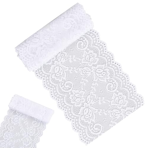 Weiß Spitzenband, 98cm Vintage Stretch-Blumenmuster Spitzenbordüre, Breiter Dekorativ Spitzenstoff Tüll Spitze zum Basteln, Nähen, Geschenkverpackungen, Brauthochzeitsdekorationen Weiß Spitzenband, 98cm Vintage Stretch-Blumenmuster Spitzenbordüre, Breiter Dekorativ Spitzenstoff Tüll Spitze zum Basteln, Nähen, Geschenkverpackungen, Brauthochzeitsdekorationen von Rapidbok