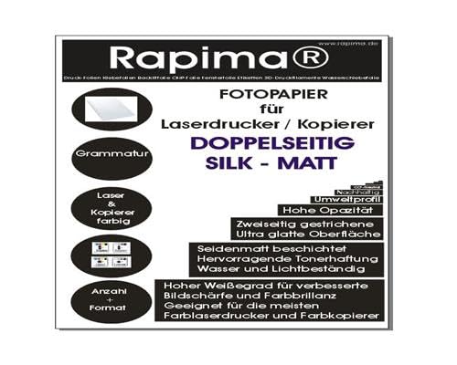 115gsm/m² Laser Kopierer A4x50 Blatt Fotopapier matt seidenglänzend Glanzpapier silk Blanko Etiketten für Ausdrucke in Fotoqualität Bedruckbar von Rapima