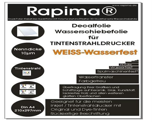 3x A4 WEIß Inkjet Tintenstrahl Wasserschiebefolie Decal Papier weiss Transfer Folie DIN A4 wasserabschiebefolie transferfolie transferpapier von Rapima