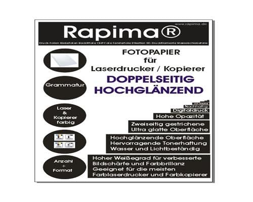 50x A5 Grußkarten 115g /m² Postkarte Geschenkkarte Premium Glossy Fotopapier beidseitig Fotokarton für Laserdrucker und Kopierer | DIN A5 | Professional doppelseitig hochweiß glänzend beschichtet von Rapima