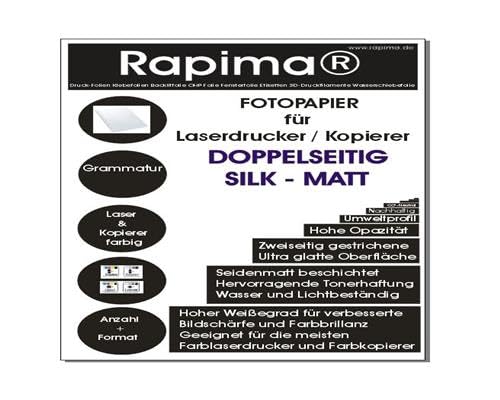 BIGPACK Beidseitig 500 Blatt A4 115g /m² matt seidenglänzendes Fotopapier Fotokarton für Laserdrucker und Kopierer | 210mm x 297mm | Professional Laser-Papier | doppelseitig matt bedruckbar von Rapima