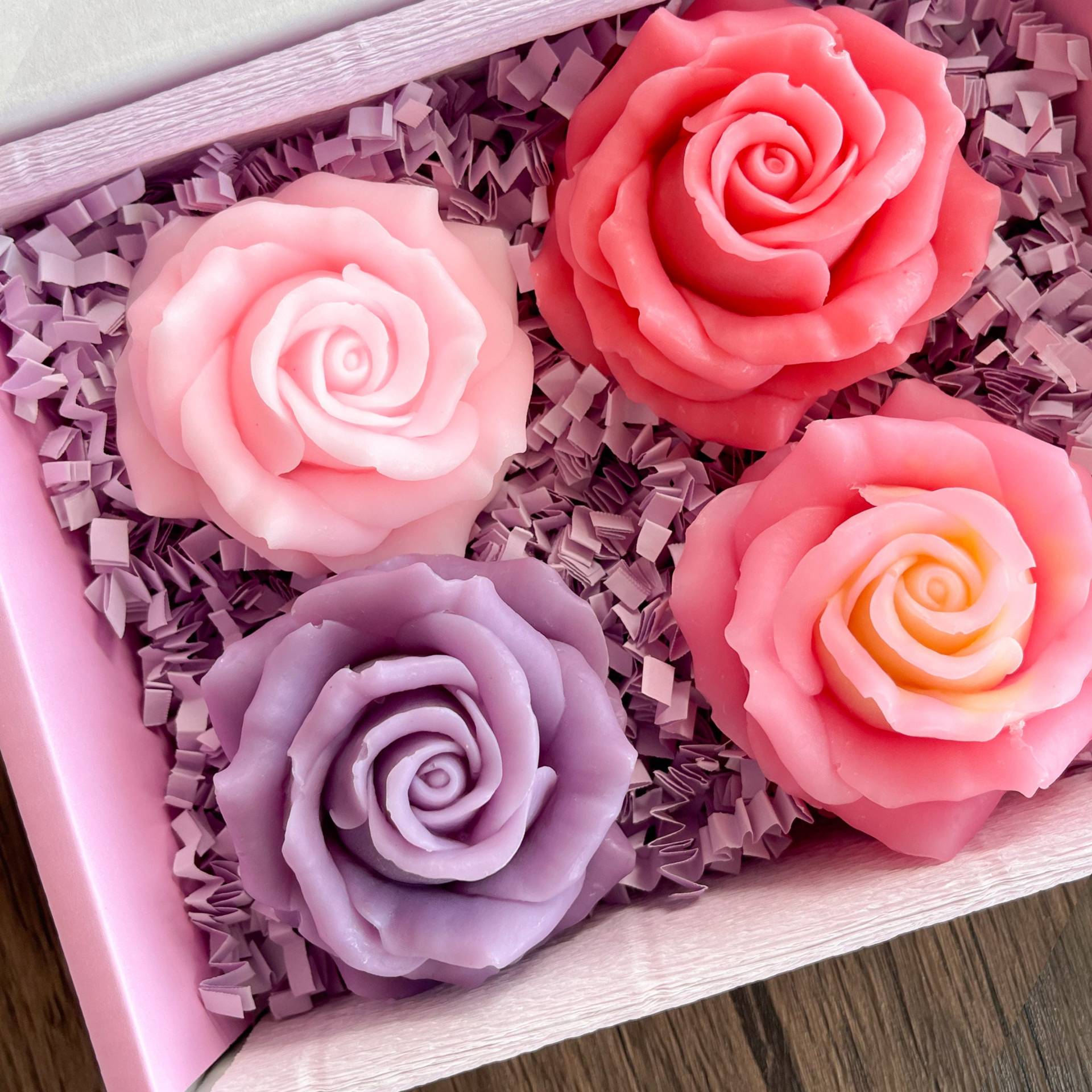 4 X Rose Seife Geschenk-Box | Handgemachte Seifen von Raqsoaps