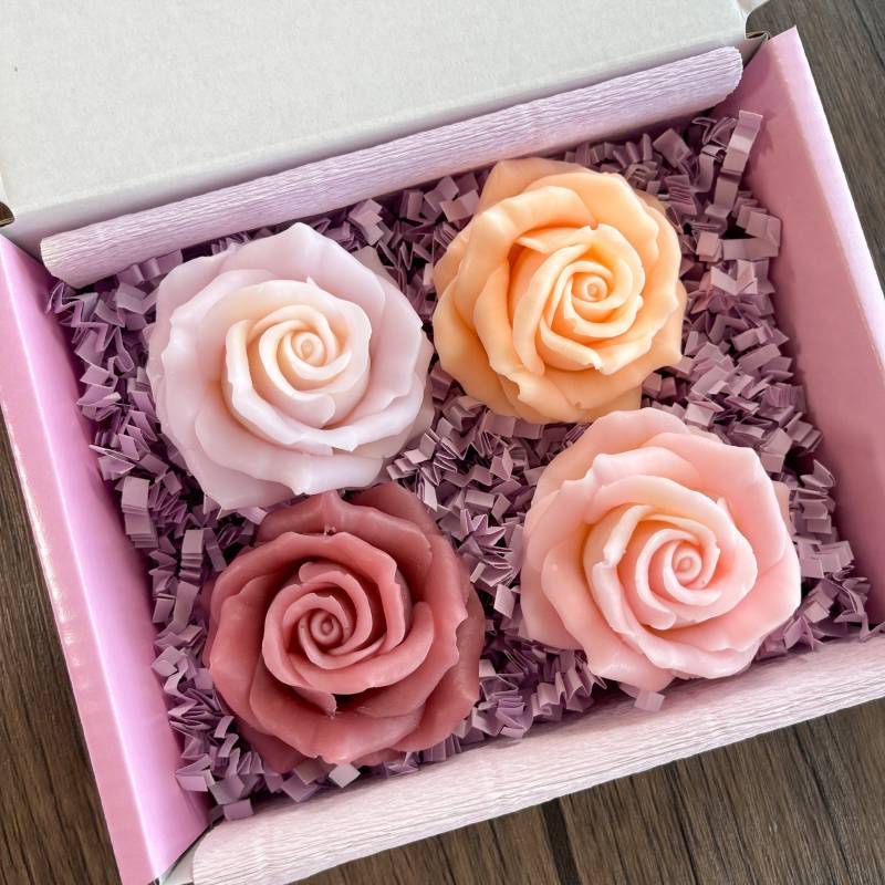 4 X Rose Seife Geschenk-Box | Handgemachte Seifen von Raqsoaps