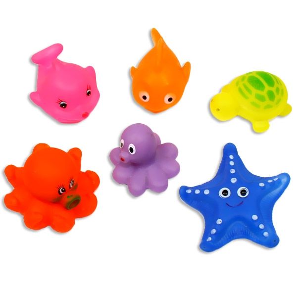 Badetiere als Badewannenspielzeug, 6 Badetierchen Gummi, ca. 6 cm von Rasehorn.com