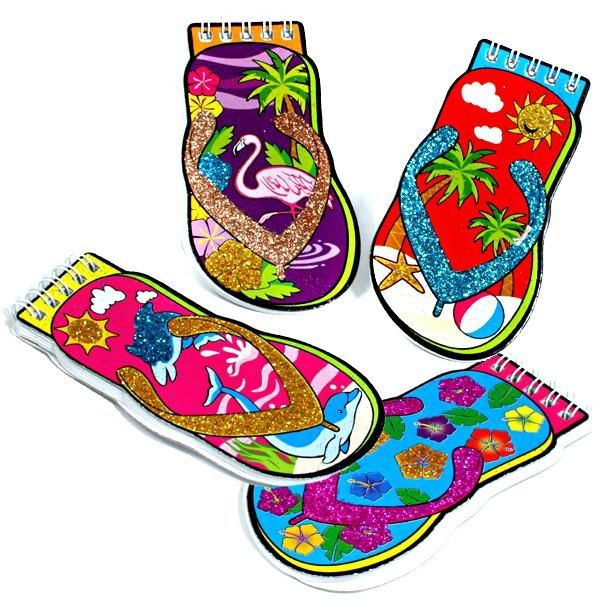 Flipflop Glitter-Notizblock 12,5cm als Mitgebsel zur Beachparty, 1 Stück von Rasehorn.com