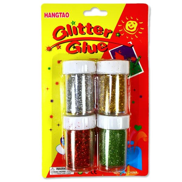 Glitzerpulver 4 Döschen, Glitzerpuder zum Basteln: Silber, Gold, Rot, Grün von Rasehorn.com