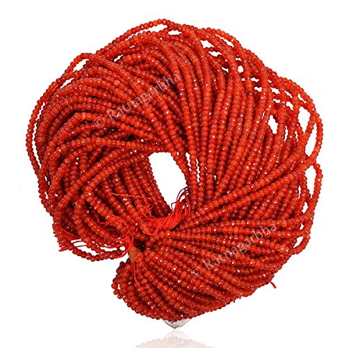 Ratnagarbha - Karneol facettierte lose Edelstein Perlen 4mm 1 Strang, Orange Schmuckherstellung, Großhandelspreis. von Ratnagarbha