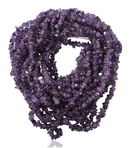 Ratnagarbha Natürliche Amethyst-Perlen, Amethyst-Nuggets, ungeschnittene Kieselsteine, violette Amethystperlen, violette Steinperlen, 86,4 cm, 5 Stränge, Schmuckherstellung, Perlenzubehör, von Ratnagarbha