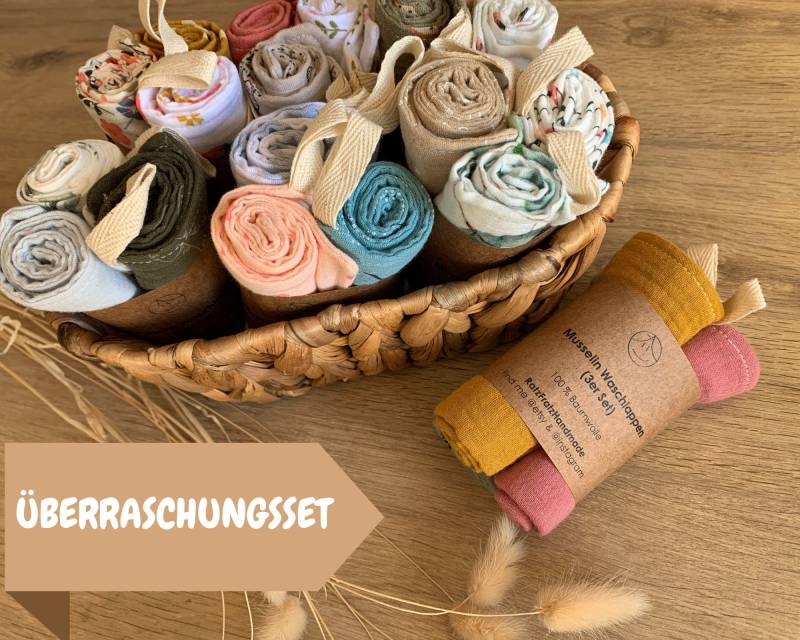 Musselin | Waschlappen Set Überraschungsset Musselintuch Mini Spucktuch von RatzFratzHandmade