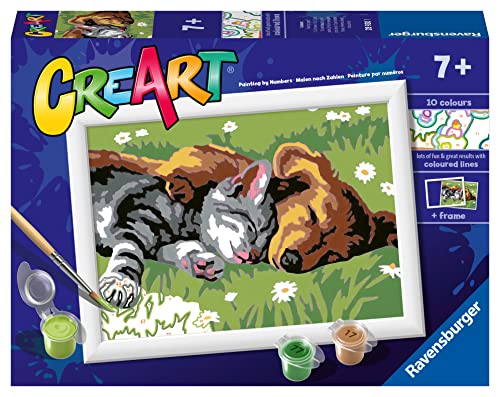 Ravensburger CreArt Sleeping Cats and Dogs Paint by Numbers for Children - Painting Arts and Crafts Kits for Ages 7 Years Up von Ravensburger