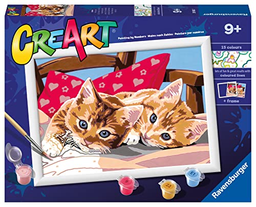 Ravensburger 28938 Malen nach Zahlen CreArt D-Serie Katzen auf dem Kissen, kreatives Spiel, Einzeln, Mehrfarbig, 18 x 24 x 0,3 cm von Ravensburger