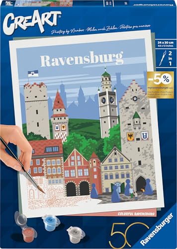 Ravensburger CreArt - Malen nach Zahlen 23685 - Farbenfrohes ab 12 Jahren - Jubiläum 50 Jahre Blaues Dreieck von Ravensburger