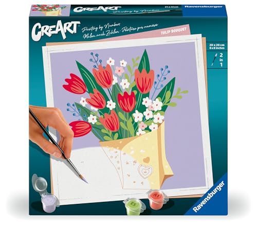 Ravensburger CreArt - 25518 - Tulpenstrauß - Malen nach Zahlen für Erwachsene - ab 12 Jahren, Malen nach Zahlen Blumen von Ravensburger