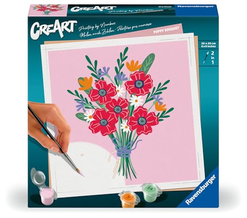 Ravensburger CreArt - 25519 - Mohnblumenstrauß - Malen nach Zahlen für Erwachsene - ab 12 Jahren, Malen nach Zahlen Blumen von Ravensburger