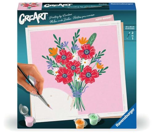 Ravensburger CreArt - 25519 - Mohnblumenstrauß - Malen nach Zahlen für Erwachsene - ab 12 Jahren, Malen nach Zahlen Blumen von Ravensburger