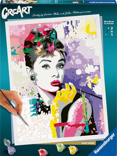 Ravensburger CreArt - 25526 - ART Collection: Audrey Hepburn - Malen nach Zahlen für Erwachsene- ab 14 Jahren, Malen nach Zahlen Kunst von Ravensburger