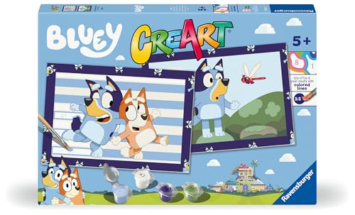 Ravensburger CreArt Junior-Serie BLUEY, Malen nach Zahlen, enthält zwei vorgedruckte Bretter, einen Pinsel, Farben, kreatives Set für Jungen und Mädchen ab 5 Jahren von Ravensburger