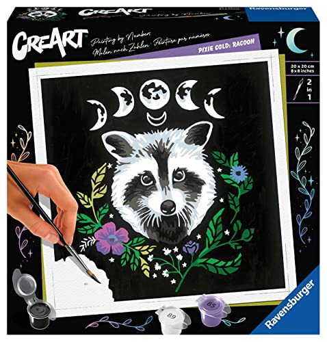 Ravensburger CreArt - Malen nach Zahlen 23509 Pixie Cold: Racoon ab 12 Jahren, Leuchtende Farben von Ravensburger