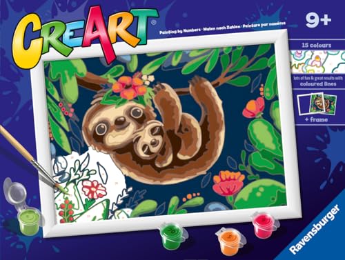 Ravensburger CreArt Sweet Sloths Malen nach Zahlen Kit für Kinder – Malerei Kunst und Basteln ab 9 Jahren von Ravensburger