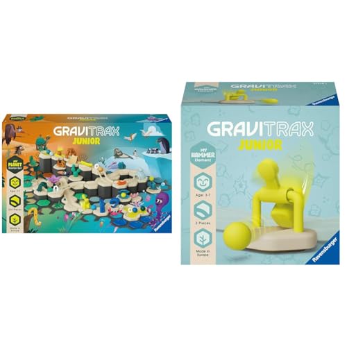 Ravensburger GraviTrax Junior Starter-Set XXL - Erweiterbare Kugelbahn & GraviTrax Junior Element Hammer von Ravensburger