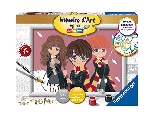 Ravensburger - Kunstnummer Format 18 x 24 cm – Gruppenporträt/Harry Potter – Kreativset zum Malen nach Zahlen – Entspannung und kreative Aktivität – ab 7 Jahren – 20014 – Französische Version von Ravensburger