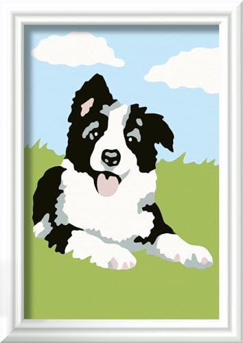 Ravensburger CreArt 23759 - Border Collie Welpe - Malen nach Zahlen Hund, Osterschenke für Kinder ab 7 Jahre von Ravensburger