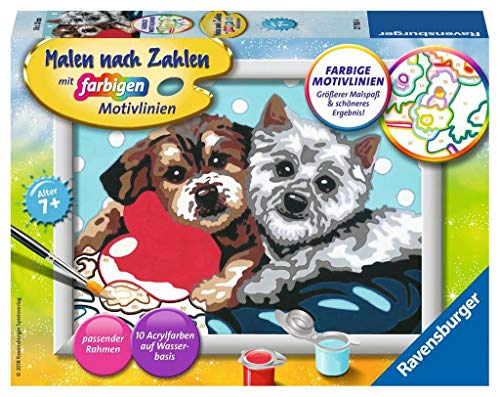 Ravensburger Malen nach Zahlen 27783 -Hundefreundschaft – Für Kinder ab 7 Jahren von Ravensburger